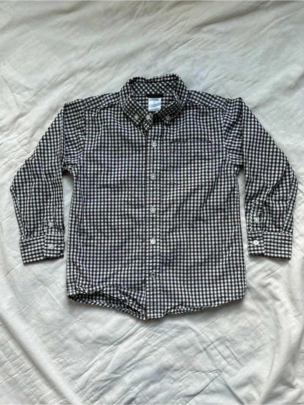 Gymboree Brown and Green Gingham Button Down Shirt
